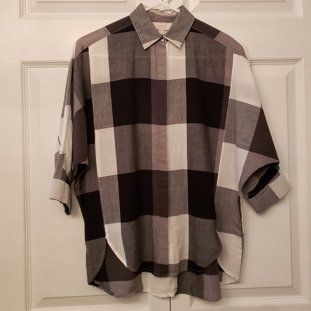 LOFT Batwing Gingham shirt